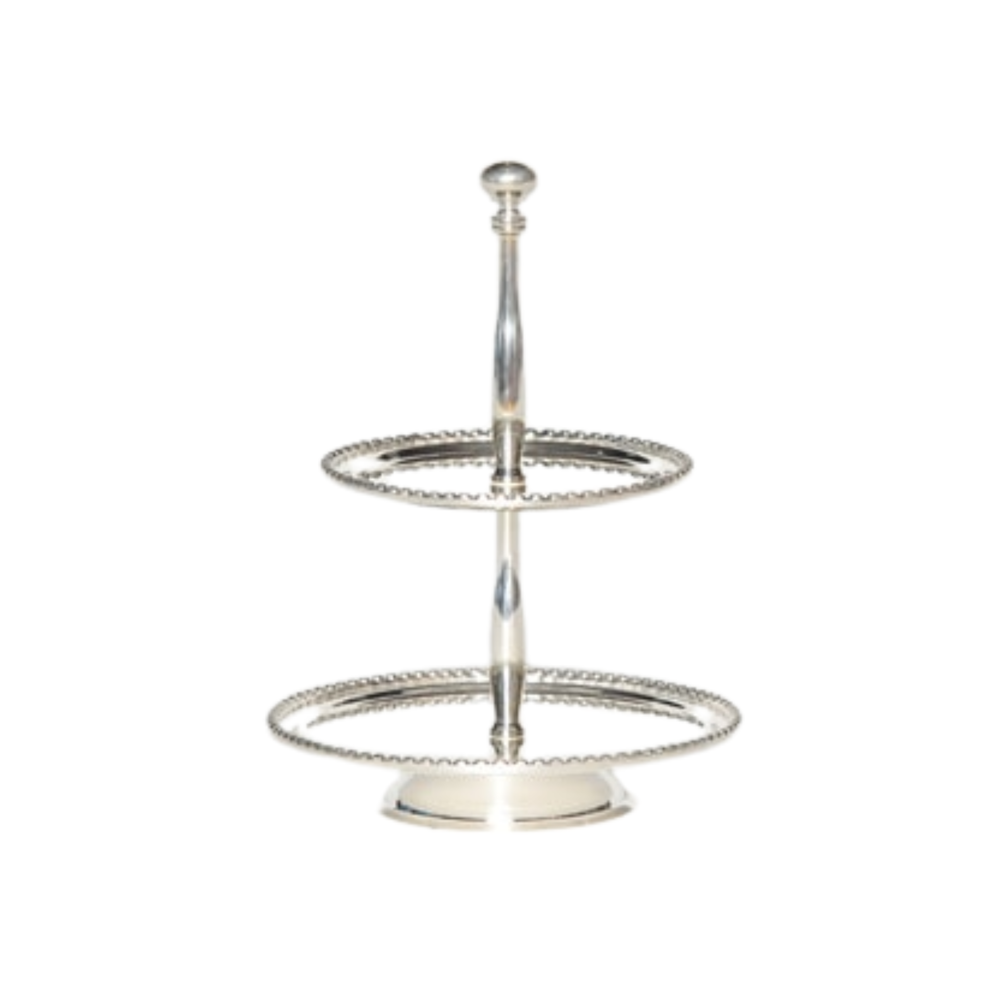 Silverplate 2 Tier Stand Beaded Edge