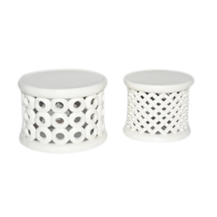Drum Side Tables, White (Multiple Sizes Available)