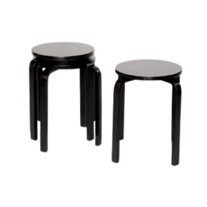 Provence Wood Nesting Tables, Black (Set of 3)