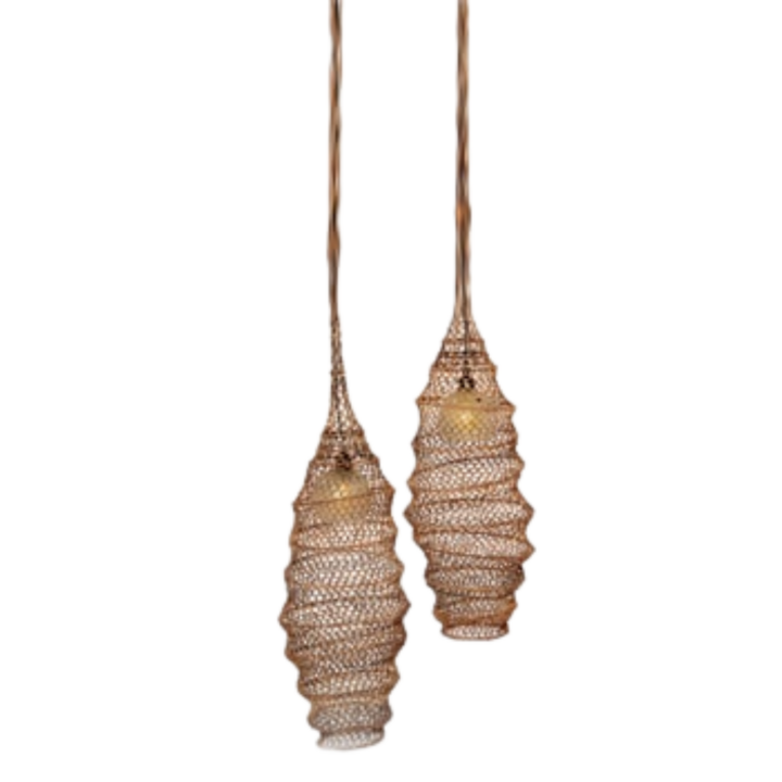 Hanging Fish Catcher Chandelier, Rustic Brown