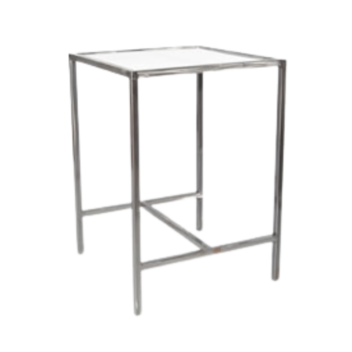 Boulevard Bar High Table, Polished Steel + Acrylic