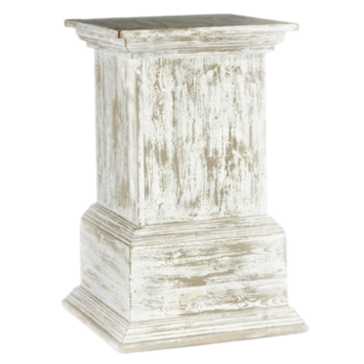 Distressed White Finish Pedestal