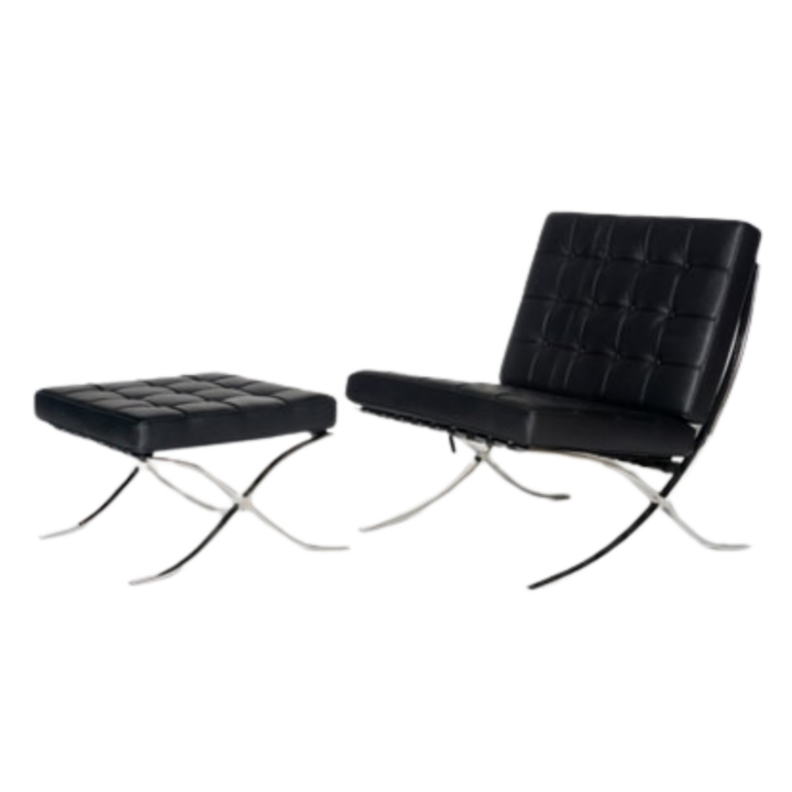 Barcelona Black Chair + Ottoman