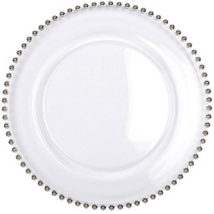 Charger Glass Silver Bead Rim