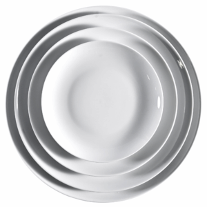 Classic White China Collection featuring sleek white porcelain dinnerware with a smooth, minimalist finish. Includes Bread & Butter Plate (6.75"), Soup Bowl (8.75"), Soup Tureen with Lid (3qt), Salad / Dessert Plate (8"), Luncheon Plate (9.25"), Dinner Plate (10.625"), Demitasse Cups (3oz. and 4oz.) with Saucers, Coffee Mug (10oz.), and Coffee Tea Saucer. A timeless and versatile collection perfect for elegant dining and event presentations.