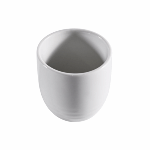 Classic White Rim Sake Cups in smooth porcelain, available in 2 oz. and 2.5 oz. sizes. These minimalist white sake cups feature a clean rounded design with a subtle rim, ideal for elegant dining or cocktail service.