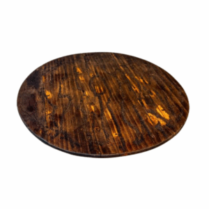 Passing Tray Wood Capri Round Charger, 12 inches — a rustic wooden charger with a rich brown finish and natural grain texture, offering a warm, handcrafted look ideal for serving or layering table settings.