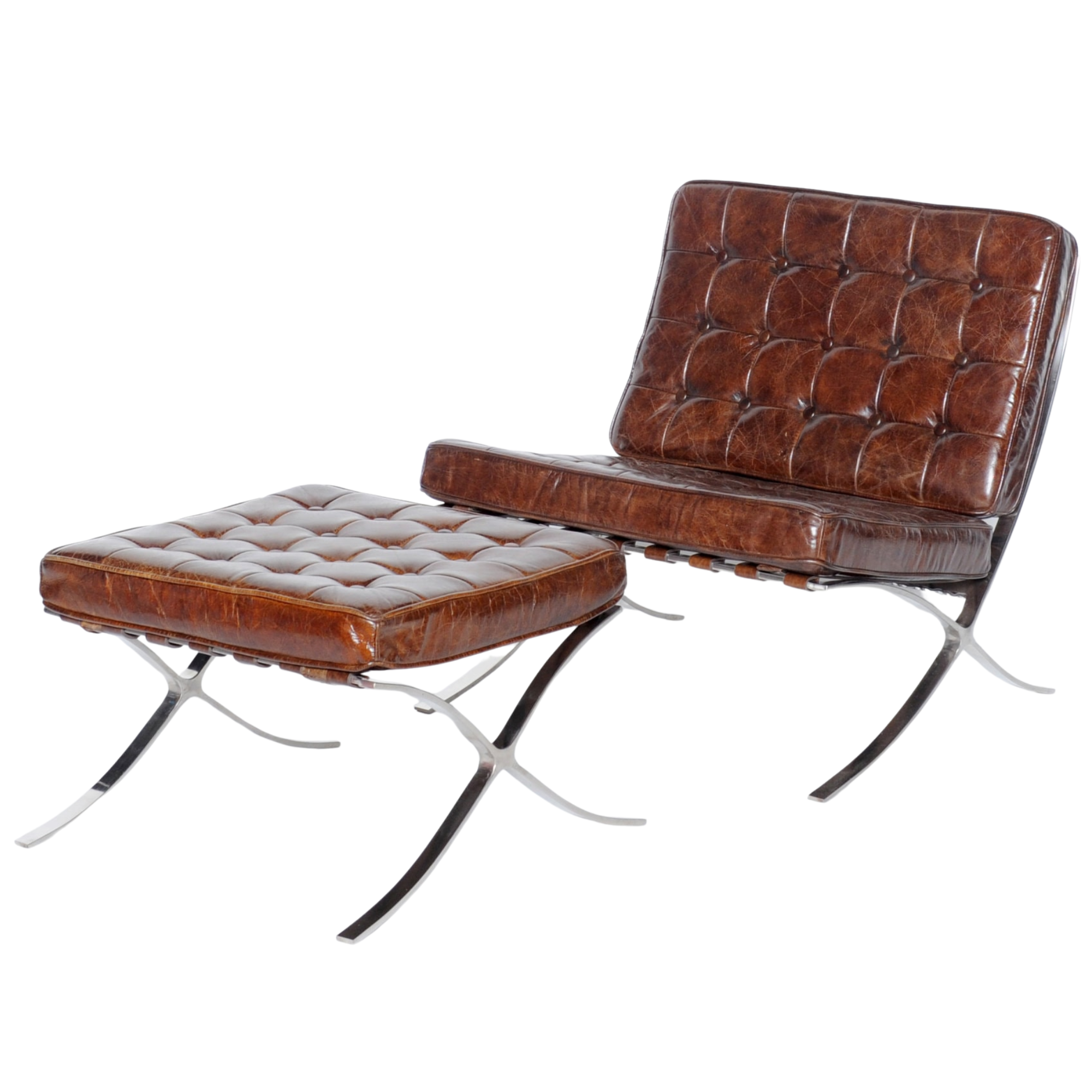 Barcelona Brown Chair + Ottoman