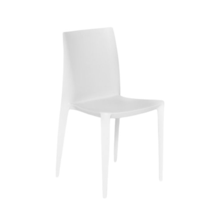 Bellini Chair in light grey featuring a sleek, minimalist silhouette with a gently curved back and smooth molded seat.
