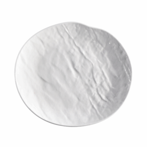 Ivory Juneau cocktail or dessert plate measuring 6.75 inches, featuring a hand-textured, organic design with a softly irregular shape for an artisanal and modern presentation.