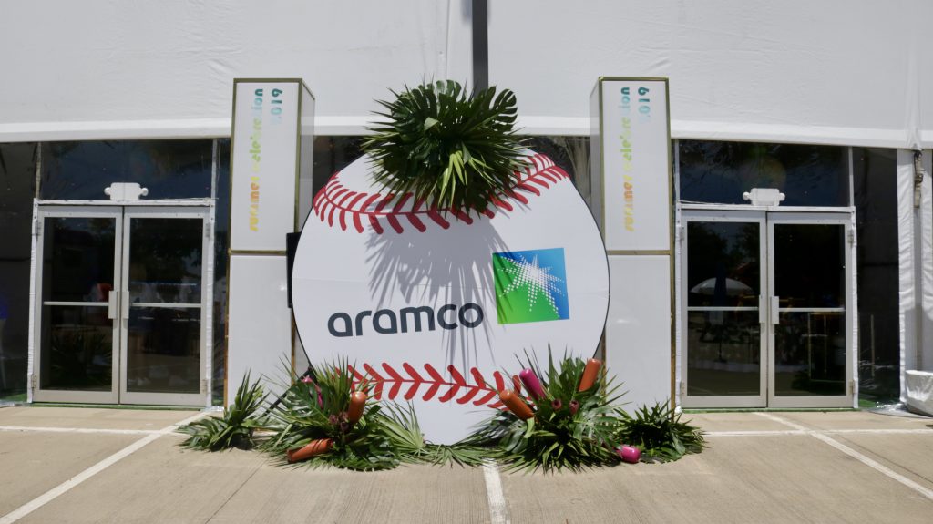 Swift + Company custom event decor - baseball backdrop