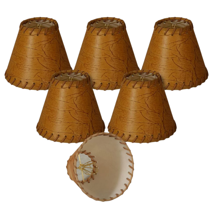 Faux Hide Lamp Shades with Leather Lace