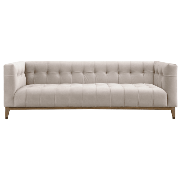 Tufted Taupe Velvet 3-Seater Sofa