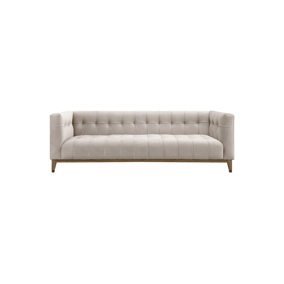 Tufted 3Seater Sofa On Oak Wood Base Ivory Swift + Company