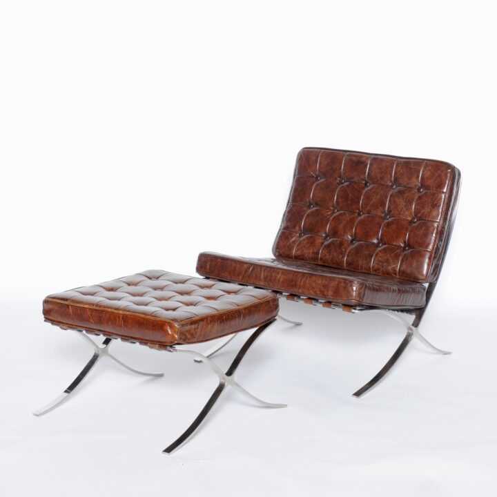 Barcelona Brown Chair + Ottoman