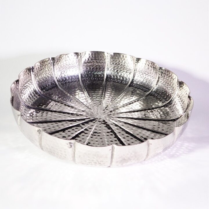 Round Scalloped Hammered Tray