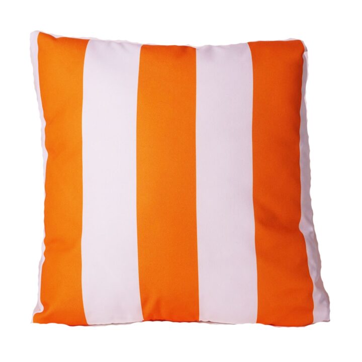 White + Orange Stripe Pillow