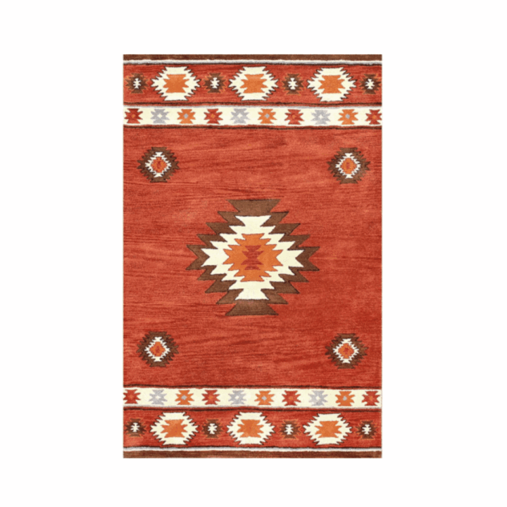 Southwestern Wool Rug - Wine