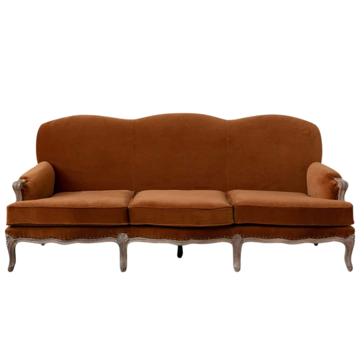 Velvet Sofa, Rust