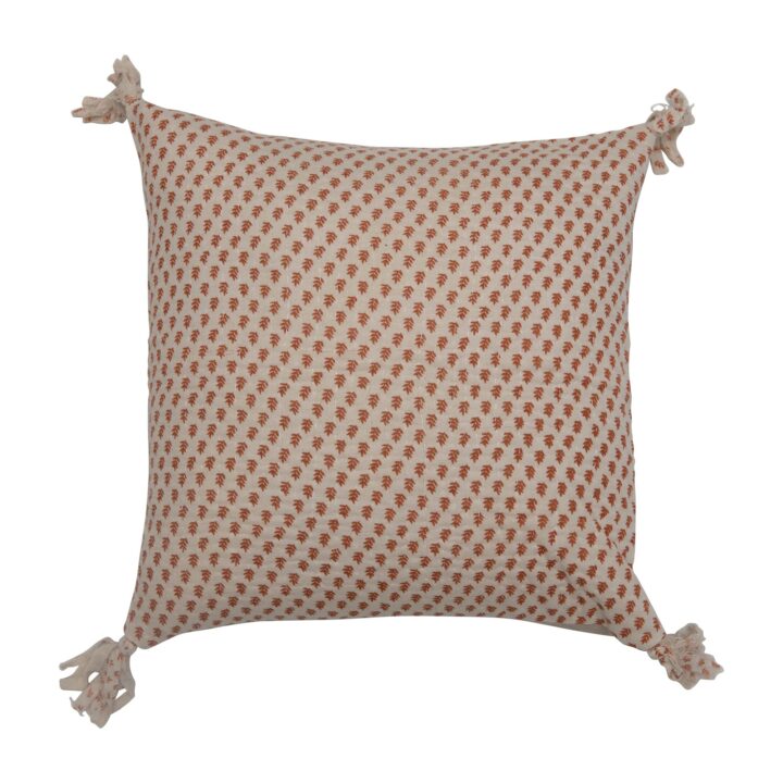 Chambray Pillow, Cream/Rust