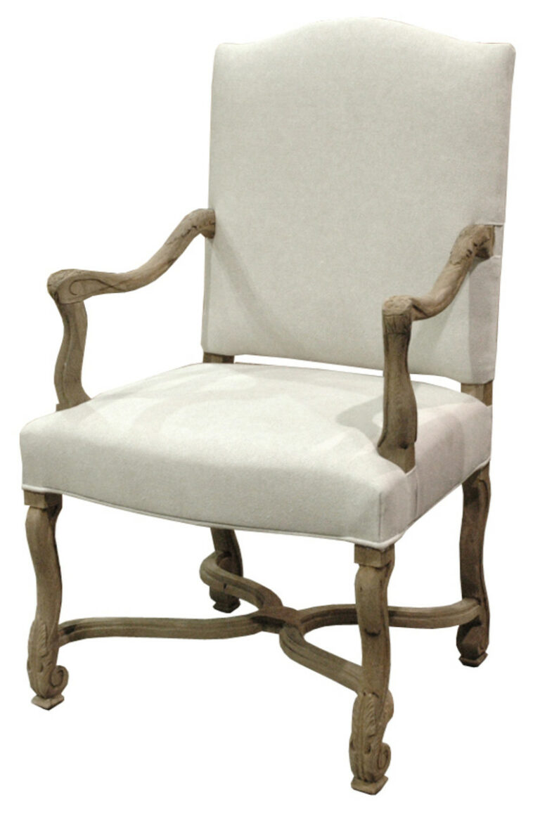 Downton arm chair distressed Oak/linen