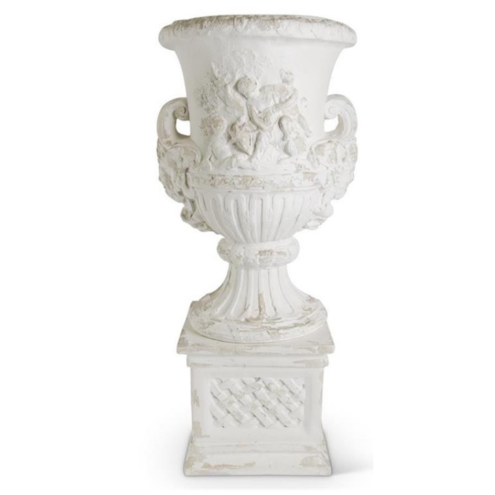 Distressed White Florentine Urn