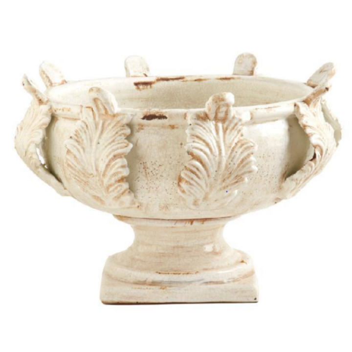 Distressed White European Urn