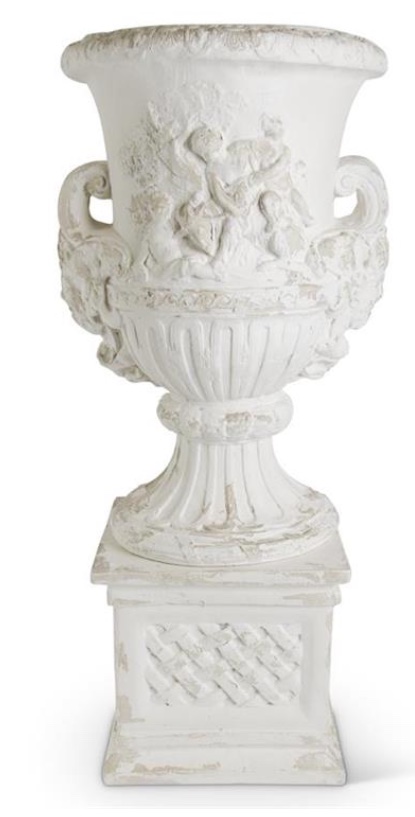 Distressed White Florentine Urn