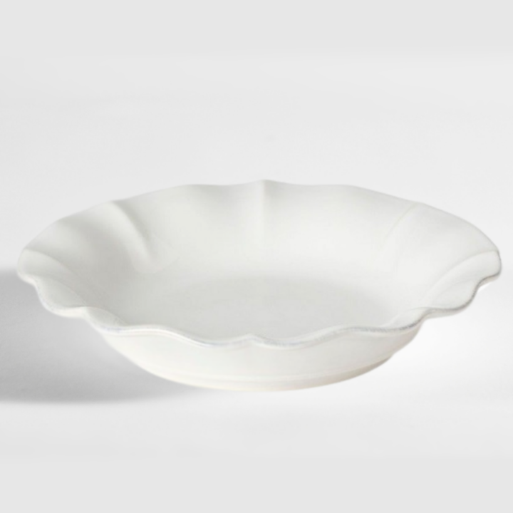 Rosa Salad / Pasta / Dessert Bowl, 9.75" — elegant white porcelain bowl featuring a soft scalloped edge and smooth matte finish. Perfect for serving salads, pasta, or desserts with a timeless and refined look.
