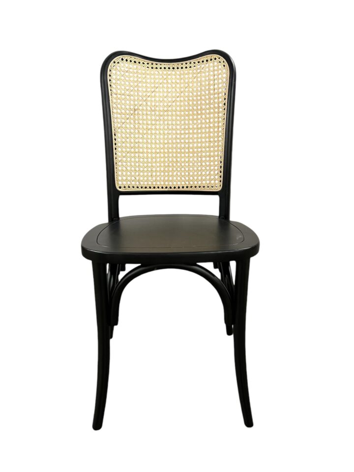 Chair, Black with Natural Cane Back
