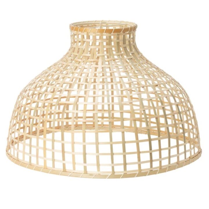 Large wicker pendant chandelier with open weave design, 22-inch diameter hanging light fixture for event and wedding rentals.