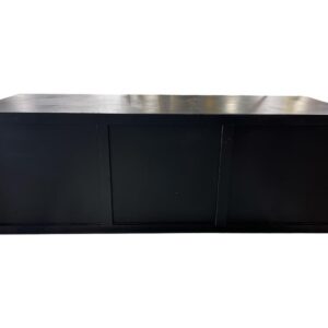 Le Mans Buffet Table in black, measuring 8'L x 36"W x 33"H. Features a clean, rectangular design with paneled detailing and a sleek matte finish—ideal for buffet displays, bar setups, or modern event serving stations.