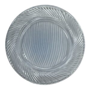 Light blue glass bread or hors d'oeuvre plate featuring a subtle swirl pattern and textured rim. The plate has a translucent finish and measures approximately 6 inches in diameter.
