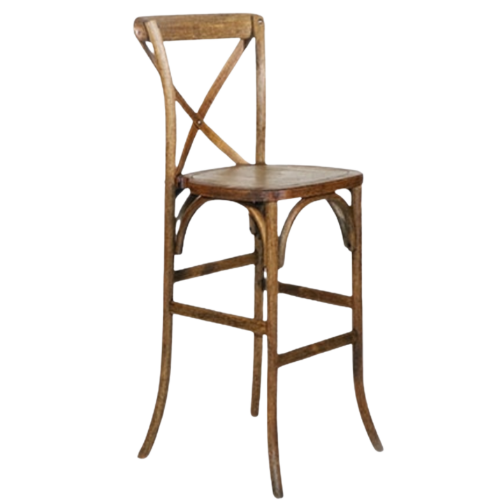 Cross Back Chair Bar High Antique