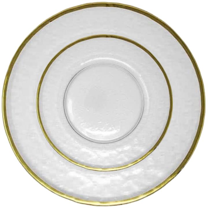 Sea Glass with Brush Gold Rim