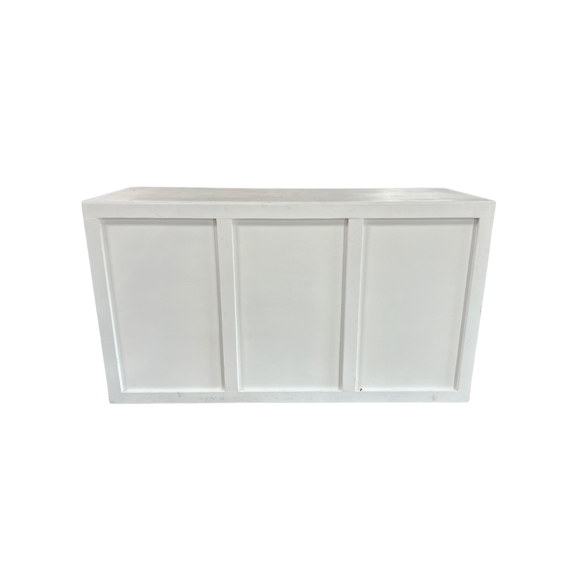 Le Cou Bar in white/ivory finish measuring 6'L x 25"W x 42"H, featuring a clean, paneled design with a classic rectangular shape.