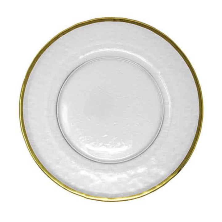 Slightly Blemished Gold Rim Bread and Butter Plate, 5.5 inches in diameter. Elegant white porcelain plate featuring a fine gold rim detail, showcasing minimal imperfections ideal for large-scale events or casual elegant dining.