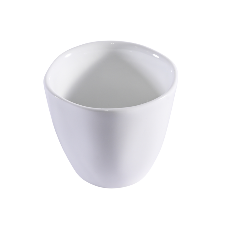 Izabel Lam white porcelain sake cup with an organic, slightly irregular rim and smooth matte finish, holding 3 ounces — perfect for serving sake, sauces, or small tastings with an artisanal touch.