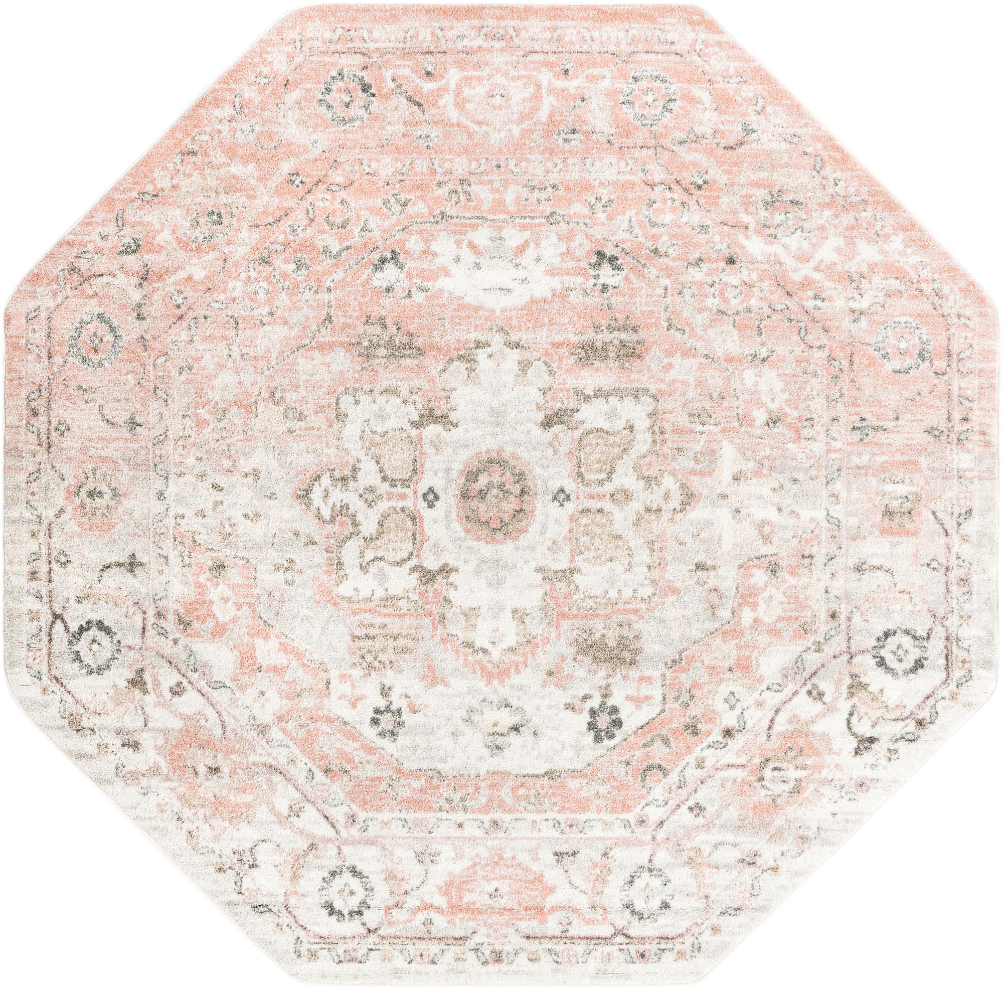 Octagon Rug, Rosie Pink