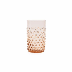 Brown hobnail tumbler with a 10 oz capacity, featuring a raised textured dot pattern and warm amber-brown coloring. Ideal for serving cocktails, water, or specialty beverages at events.