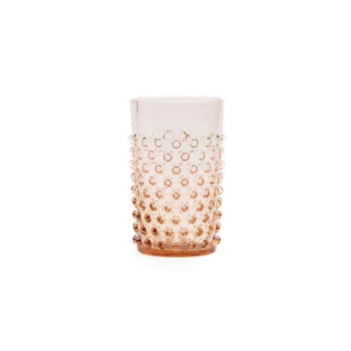 Brown hobnail tumbler with a 10 oz capacity, featuring a raised textured dot pattern and warm amber-brown coloring. Ideal for serving cocktails, water, or specialty beverages at events.