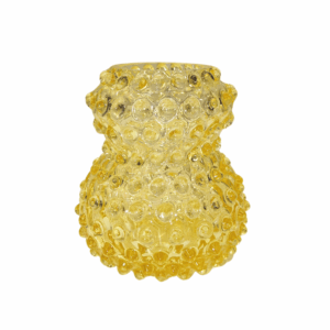 Citron yellow hobnail Birdie vase featuring a rounded silhouette with a flared top and raised textured dot design. Ideal for small floral arrangements or accent décor at events.