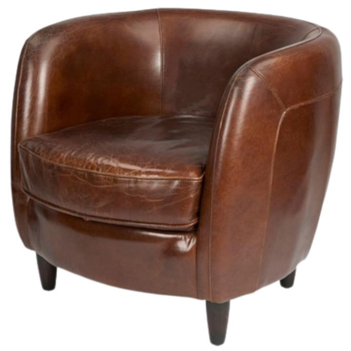 Brown Leather Tub Chair