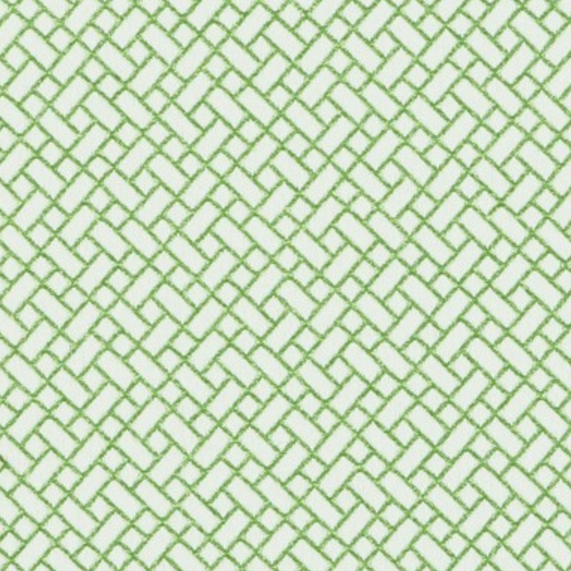 Mint green and white Pavyllon geometric patterned linen with woven tile motif