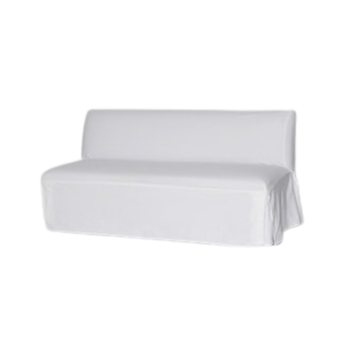 White 6-foot slipcovered banquette sofa with clean modern silhouette — upholstered lounge seating for weddings and events
