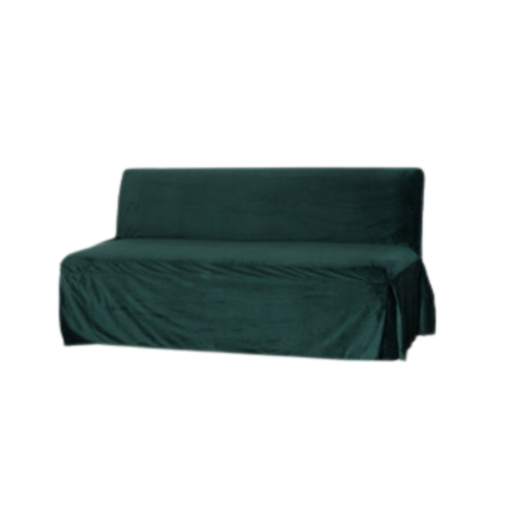 Deep ivy green plush slipcovered L-shape banquette sofa with corner configuration — luxury lounge seating for weddings and events