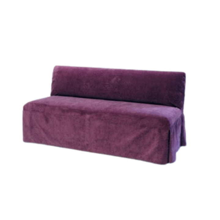 Plum velvet Steele slipcover banquette with skirted base for wedding and event lounge seating