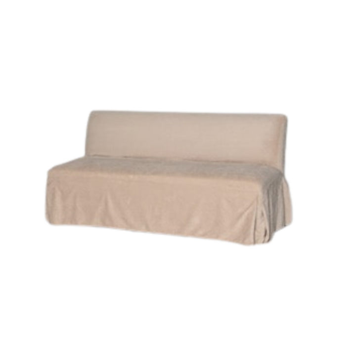 Caramel neutral Steele slipcover banquette with skirted base for wedding and event lounge seating