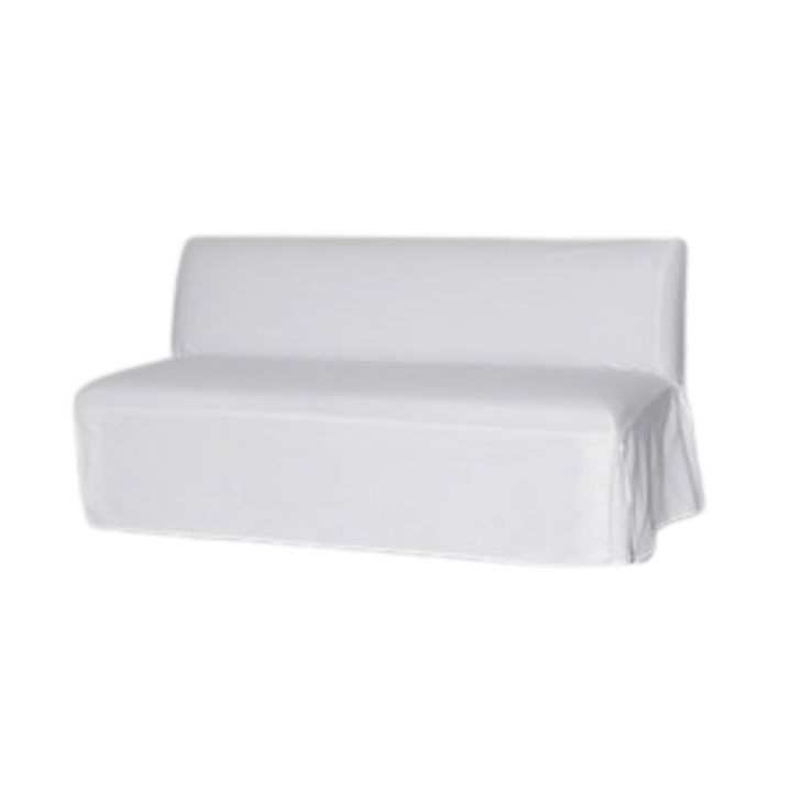 White upholstered 6-foot Steele banquette lounge seating with clean modern profile for weddings and event rentals