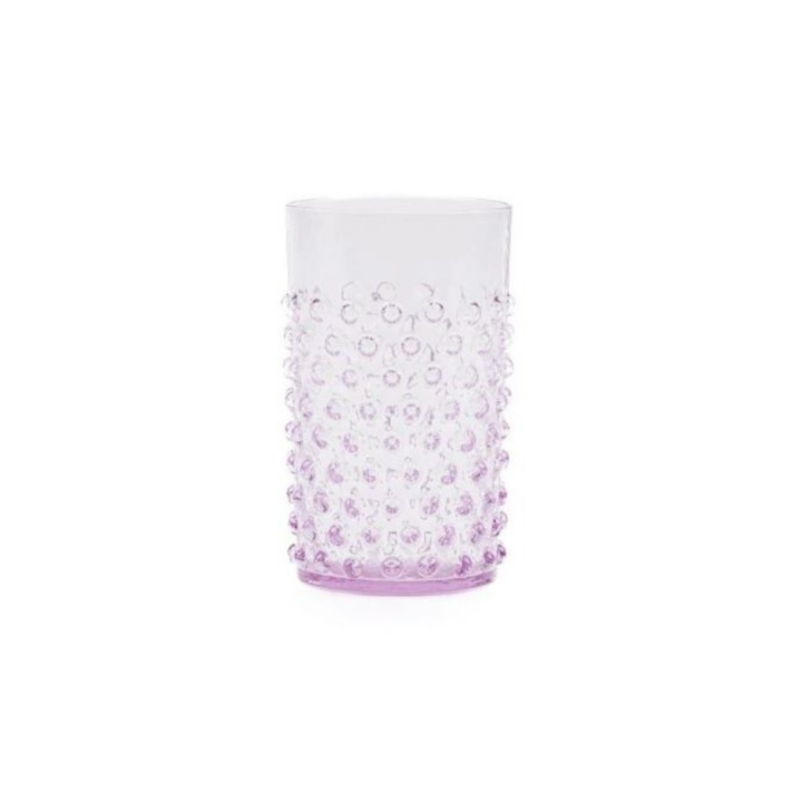 10-ounce lilac pearl hobnail tumbler featuring textured raised dot detailing and a soft translucent purple glass finish.
